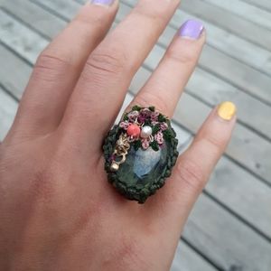 Unique vintage crochet ring